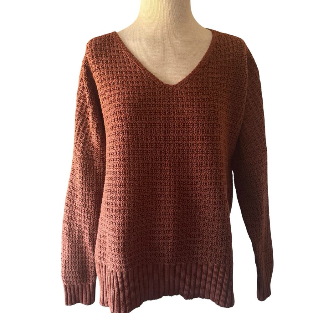 Rachel Zoe Rust Womens L Chunky Knit Sweater Fall Vibes Old Money Country Club